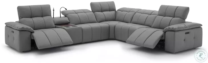Beaumont Dark Gray Leather 142" Power Reclining Sectional