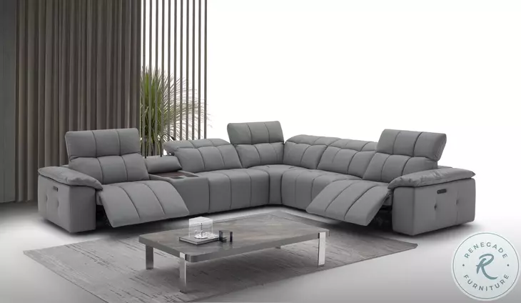 Beaumont Dark Gray Leather 142" Power Reclining Sectional
