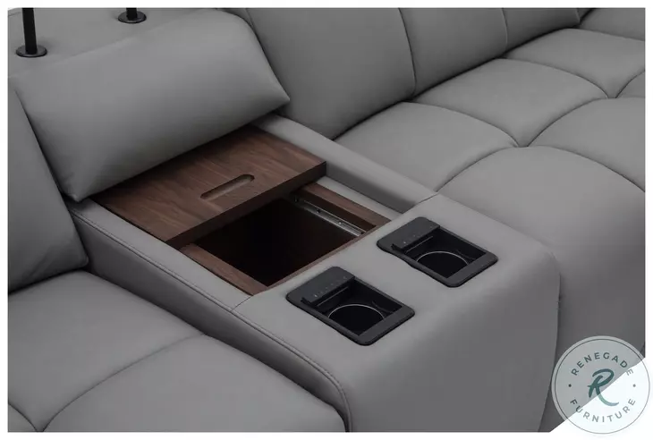 Beaumont Dark Gray Leather 142" Power Reclining Sectional