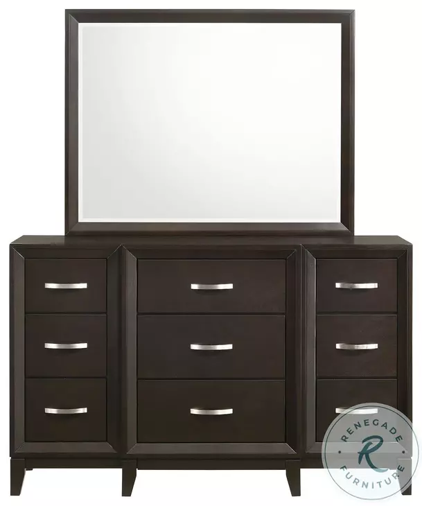 Warren Merlot 9 Drawer Dresser And Mirror