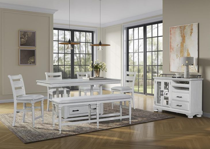 Clover Ridge Whitewash Counter Height Set