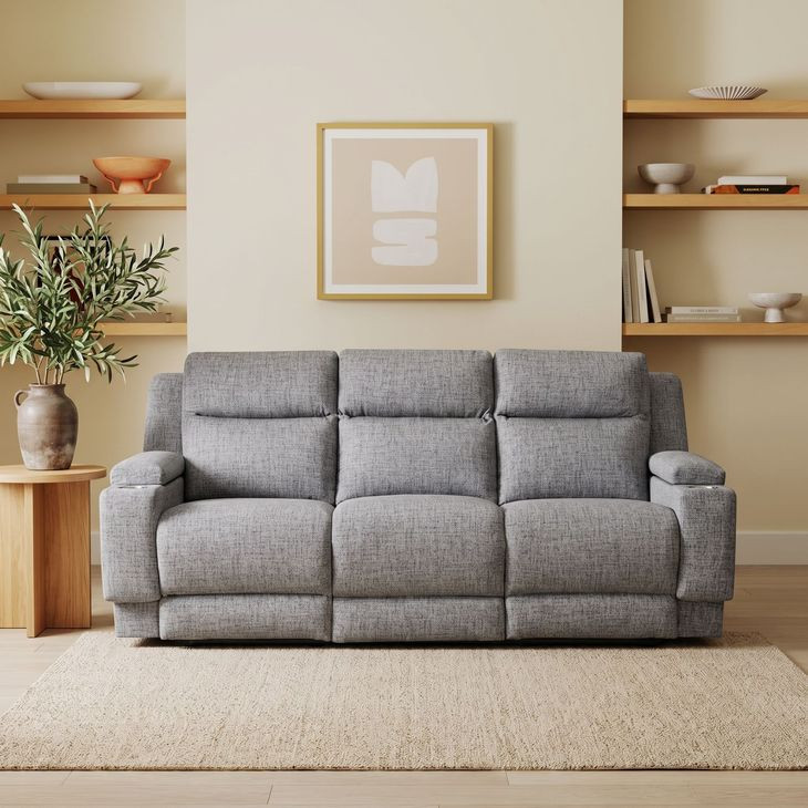 Belmont Charcoal 91" Zero Gravity Triple Power Reclining Sofa with Drop Down Table and USB Charging