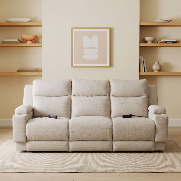 Belmont Linen 91" Zero Gravity Triple Power Reclining Sofa with Drop Down Table and USB Charging