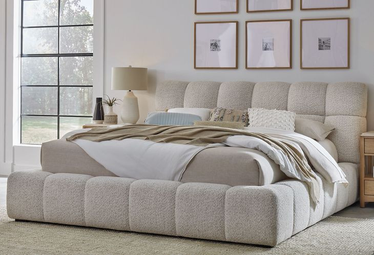 Escape Fluffy River Rock Queen Upholstered Panel Bed
