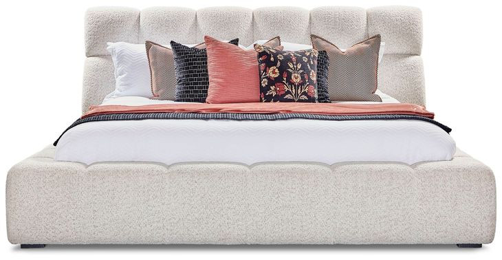 Escape Fluffy River Rock Queen Upholstered Panel Bed