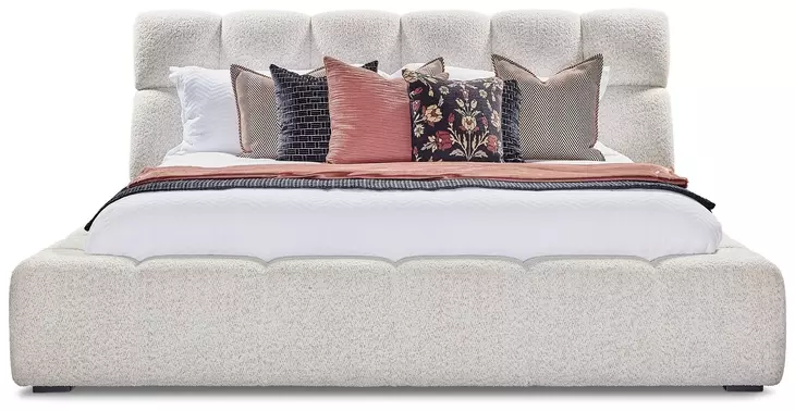 Escape Fluffy River Rock Queen Upholstered Panel Bed