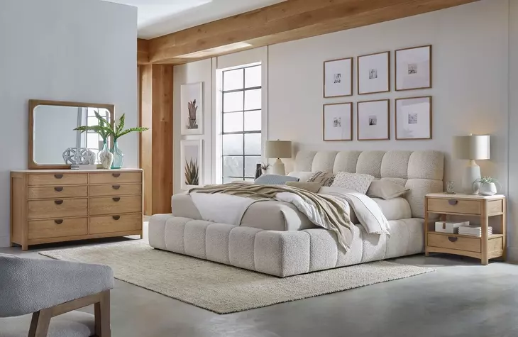 Escape Fluffy River Rock Queen Upholstered Panel Bed
