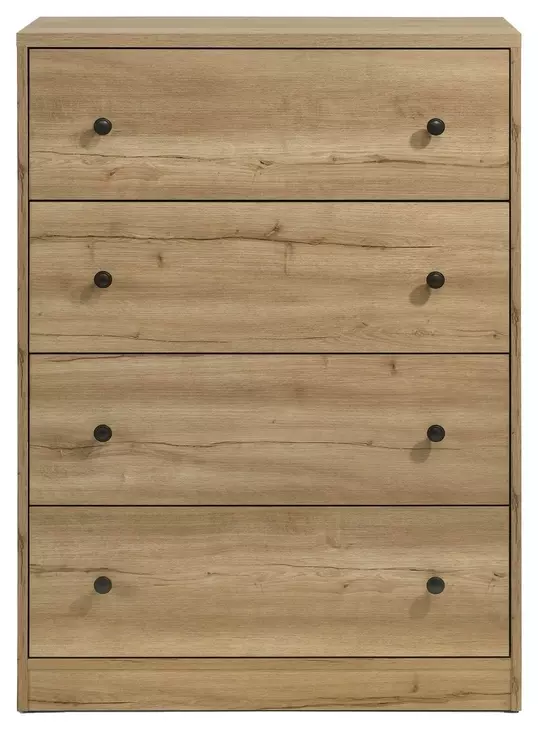 Vega Natural Oak Melamine 4 Drawer Chest