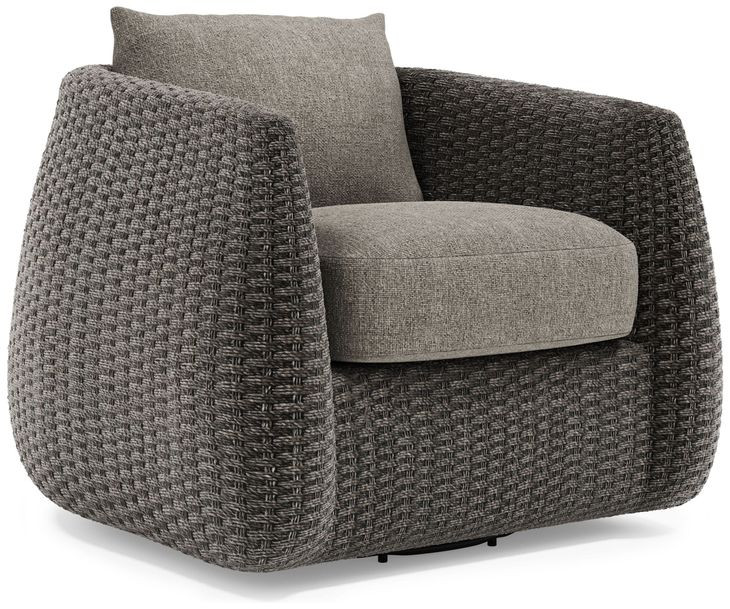 Sarene Gray Upholstered Outdoor Swivel Accent Chair