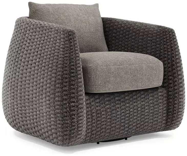 Sarene Gray Upholstered Outdoor Swivel Accent Chair