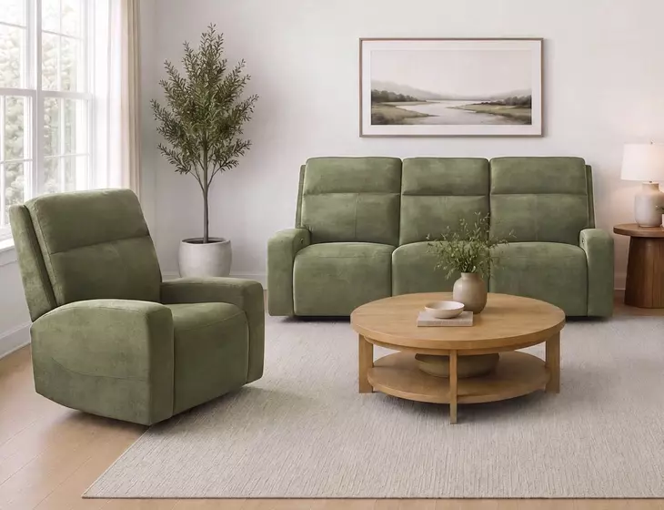 Traxton Jasper Moss 92" Zero Gravity Triple Power Reclining Sofa with USB Charging