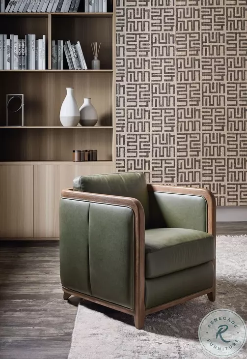 Brindle Hollow Verona Forest Leather Accent Chair