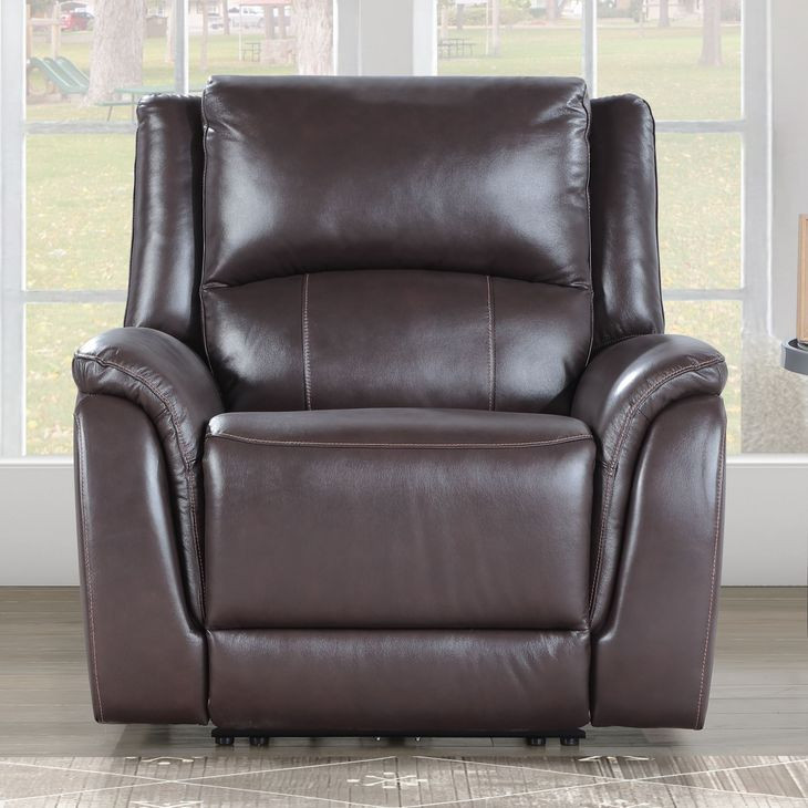 Alexandria Chocolate Power Recliner with USB Charging
