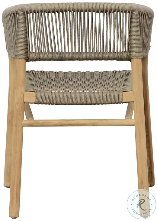 Bettin Natural Wood And Taupe Rope Dining Chair