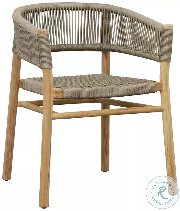 Bettin Natural Wood And Taupe Rope Dining Chair