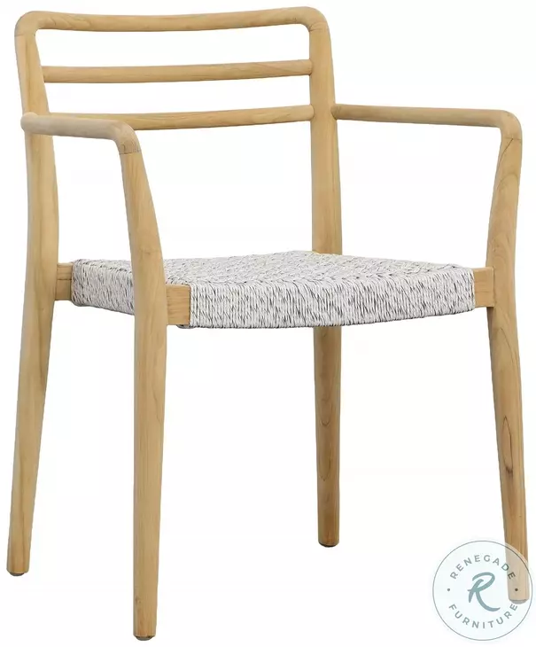 Dett Natural Wood And White Weave Dining Chair