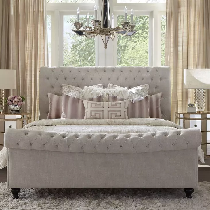 Jackie Crepe King Upholstered Sleigh Bed