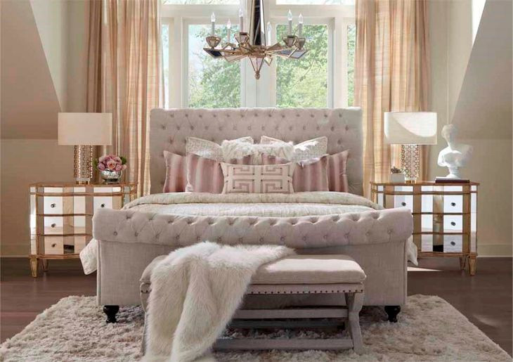 Jackie Crepe King Upholstered Sleigh Bed