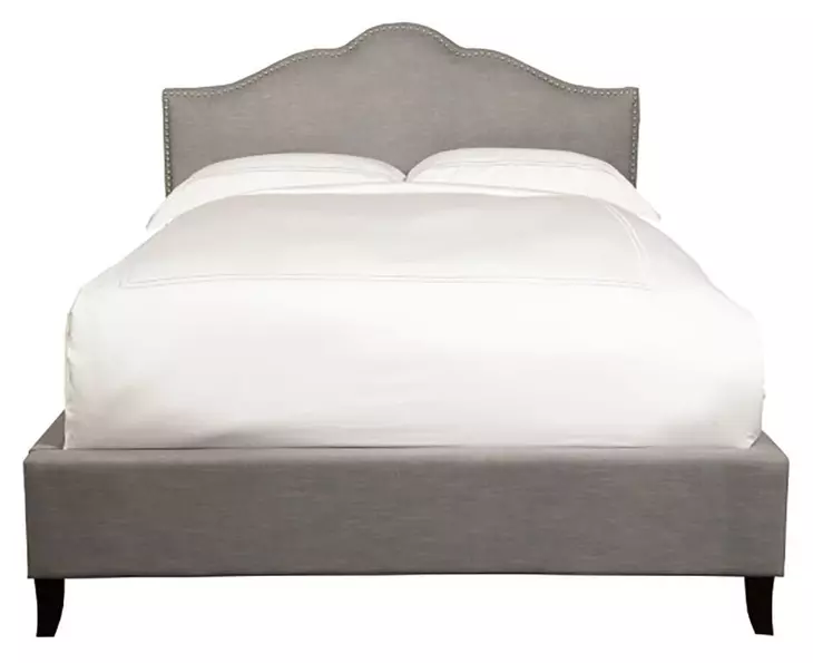 Jamie Falstaff Gray Performance Fabric Queen Upholstered Panel Bed