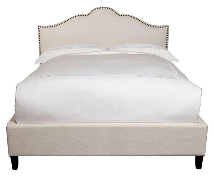 Jamie Flour Natural Performance Fabric Queen Upholstered Panel Bed