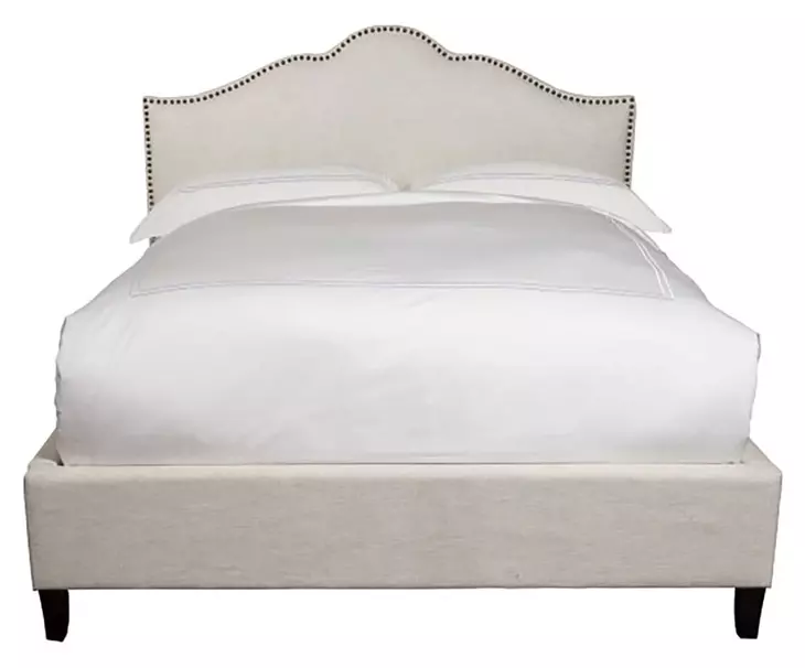 Jamie Flour Natural Performance Fabric Queen Upholstered Panel Bed