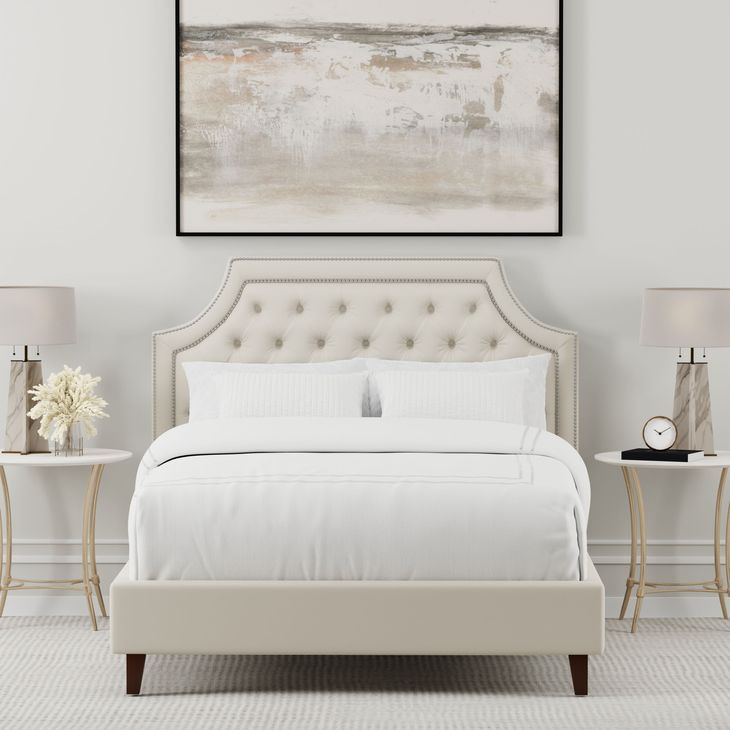 Jasmine Champagne Natural King Upholstered Panel Bed