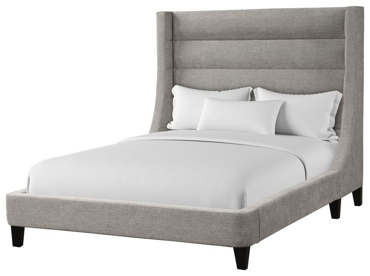 Jacob Luxe Light Grey Performance Fabric Queen Upholstered Panel Bed
