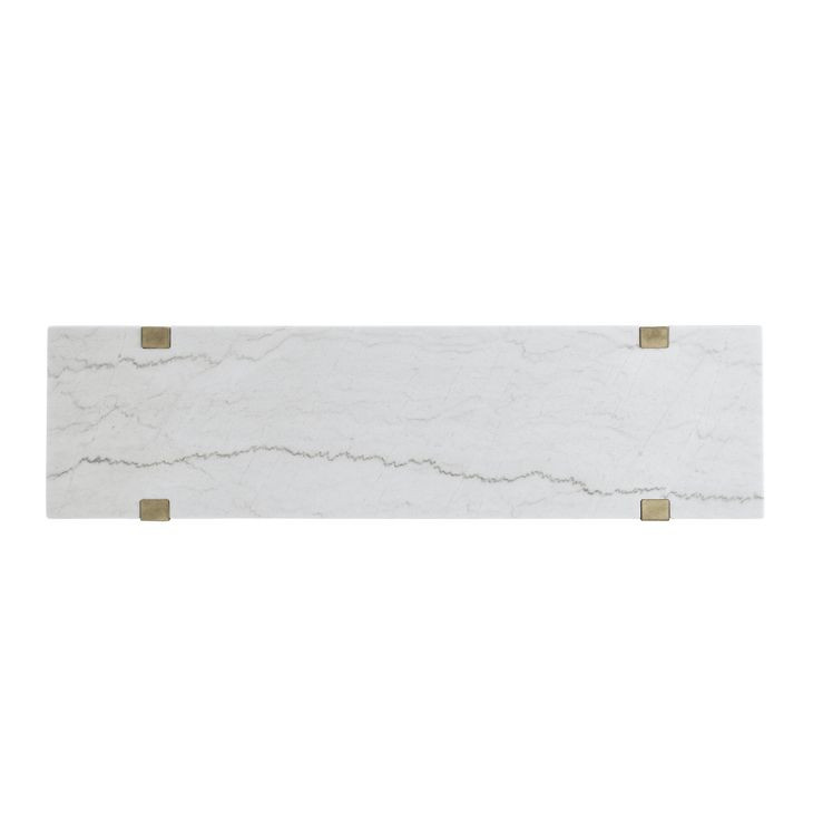 Perth White Rectangular Marble Ocassional Table with Casters
