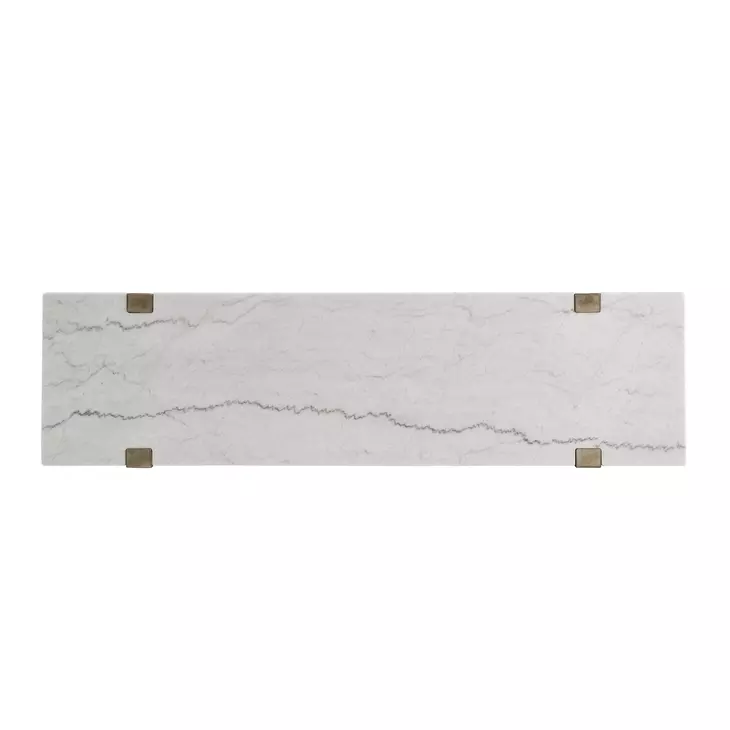 Perth White Rectangular Marble Ocassional Table with Casters