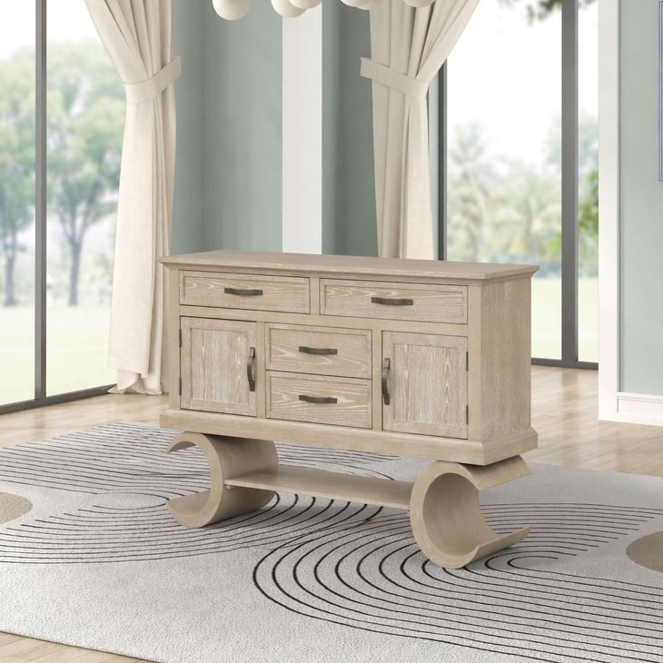 Gwendolyn Cerused Taupe 2 Doors Server with USB Charging