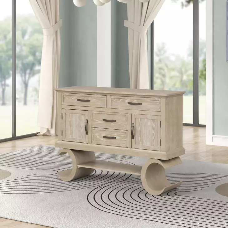 Gwendolyn Cerused Taupe 2 Doors Server with USB Charging