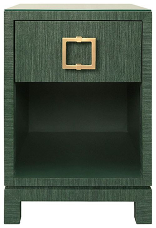 Blair Green Dyed Square 1 Drawer Glass Top Side Table