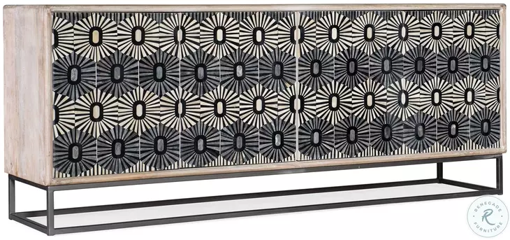 Whitmore Light Wood And Gray Metal Four Door Credenza