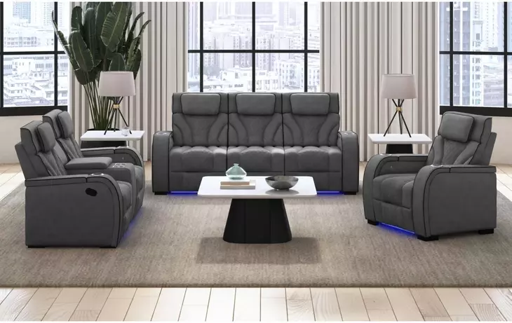 Tundra Simba Slate Motion Recliner with LED
