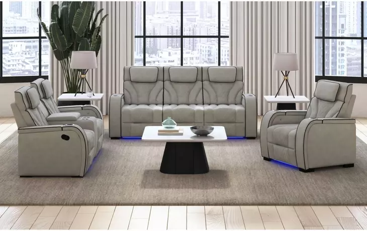 Tundra Simba Taupe Motion Recliner with LED