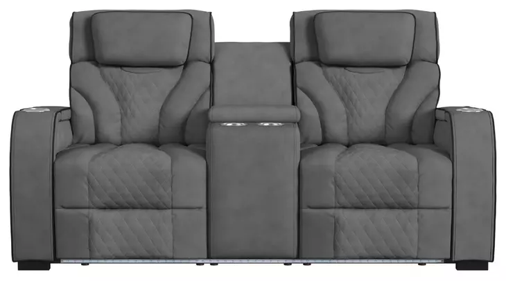 Tundra Simba Slate 74" Motion Reclining Loveseat with Console and LED