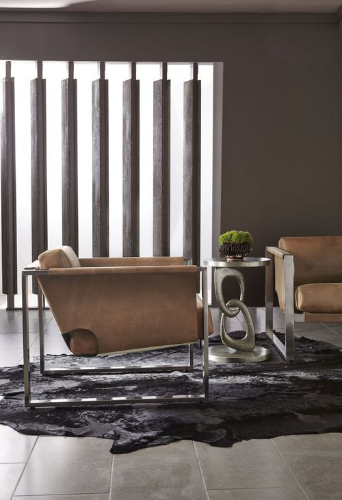 Linea Textured Graphite Metal Round Chairside Table