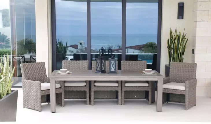 Montecito Canvas Natural Upholstered Outdoor Coronado Dining Chair with Self Welt