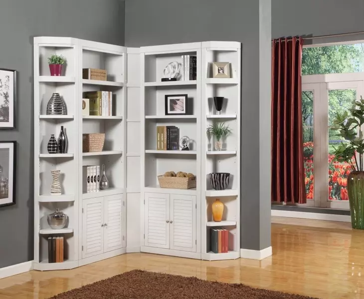 Boca Cottage White 5 Piece L Shape Corner Bookcase Set