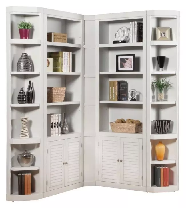 Boca Cottage White 5 Piece L Shape Corner Bookcase Set