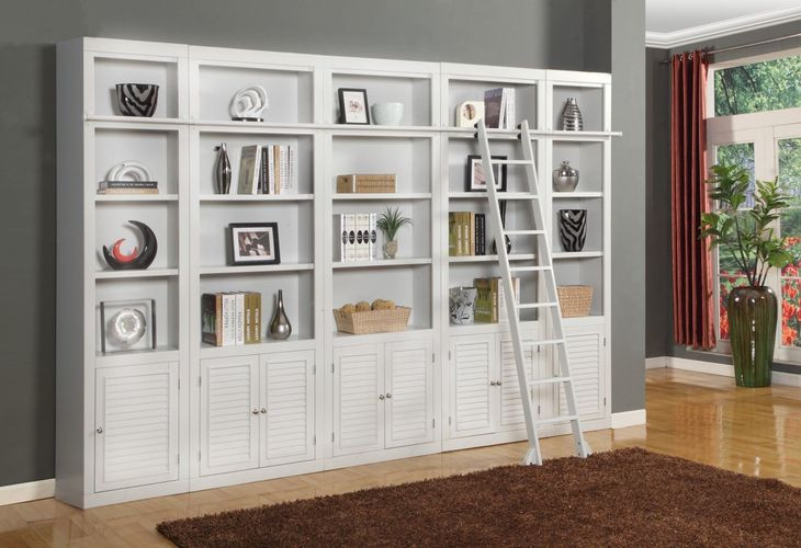 Boca Cottage White 6 Piece Library Wall