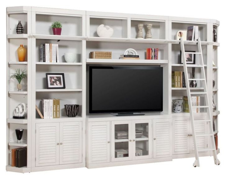 Boca Cottage White 6 Piece Entertainment Wall with Ladder