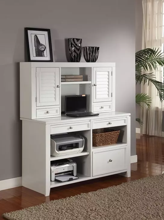 Boca Cottage White 48" Credenza with Hutch