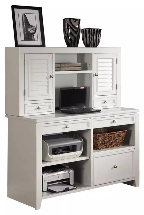 Boca Cottage White 48" Credenza with Hutch