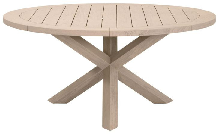 Boca Washed Ever Teak Outdoor 63" Round Dining Table