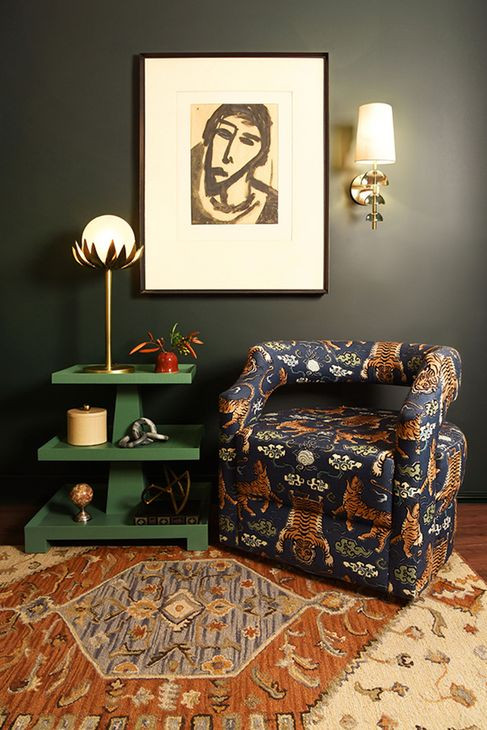 Tatiana Textured Green Rectangular Side Table with 2 Shelves