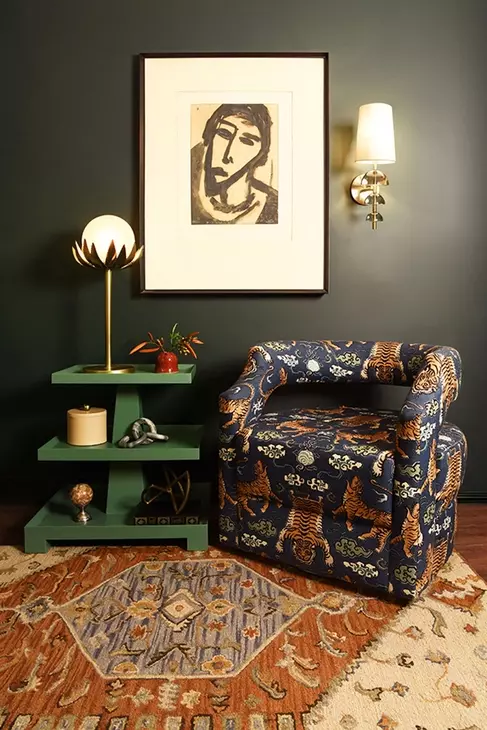 Tatiana Textured Green Rectangular Side Table with 2 Shelves