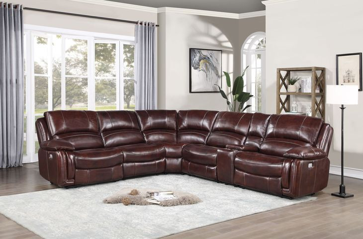 Denver Brown 6 Piece Modular Power Reclining Sectional with USB Charging
