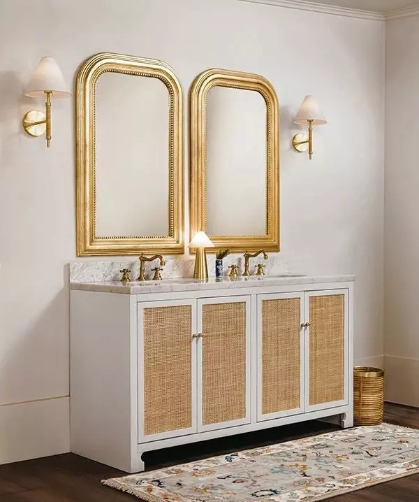 Boyd Matte White Lacquer Carrera Marble Top 60" Bath Vanity