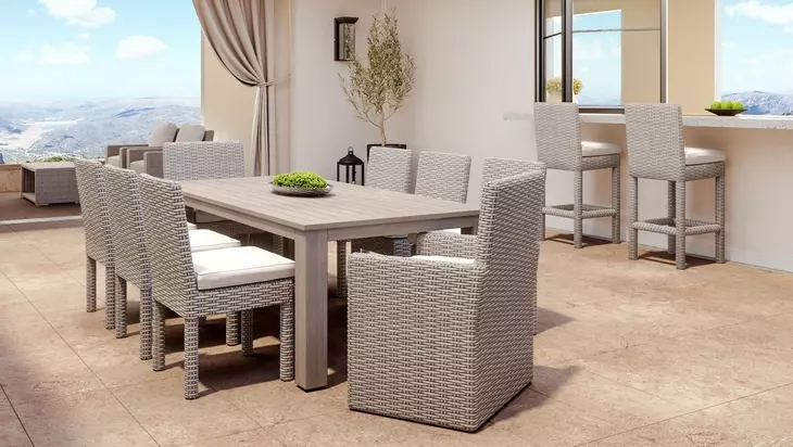 Montecito Canvas Natural Upholstered Outdoor Coronado Dining Chair with Self Welt
